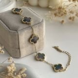 Chrome Clover Charm Chain Bracelet