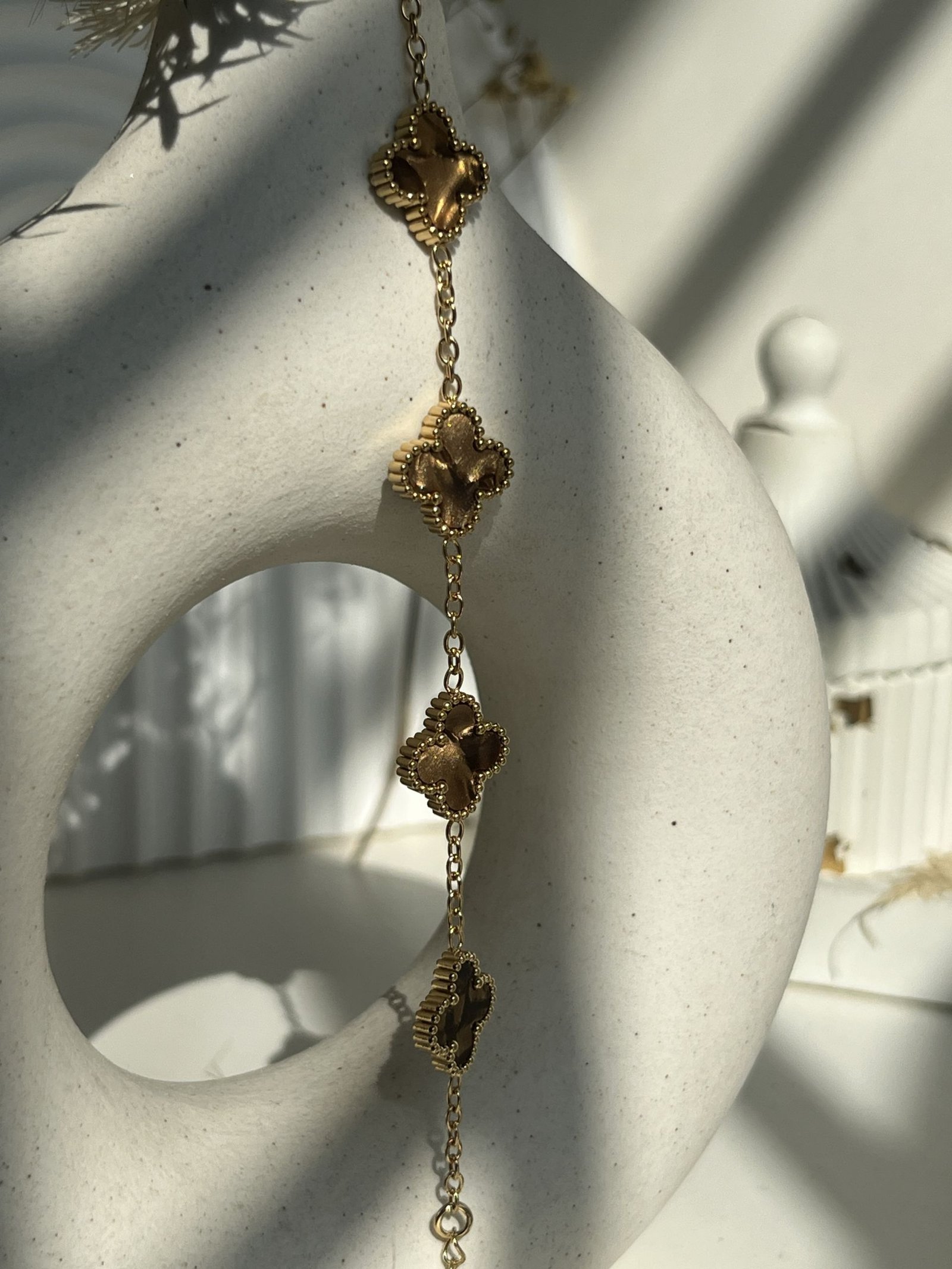 Chrome Clover Charm Chain Bracelet