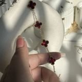 Chrome Clover Charm Chain Bracelet