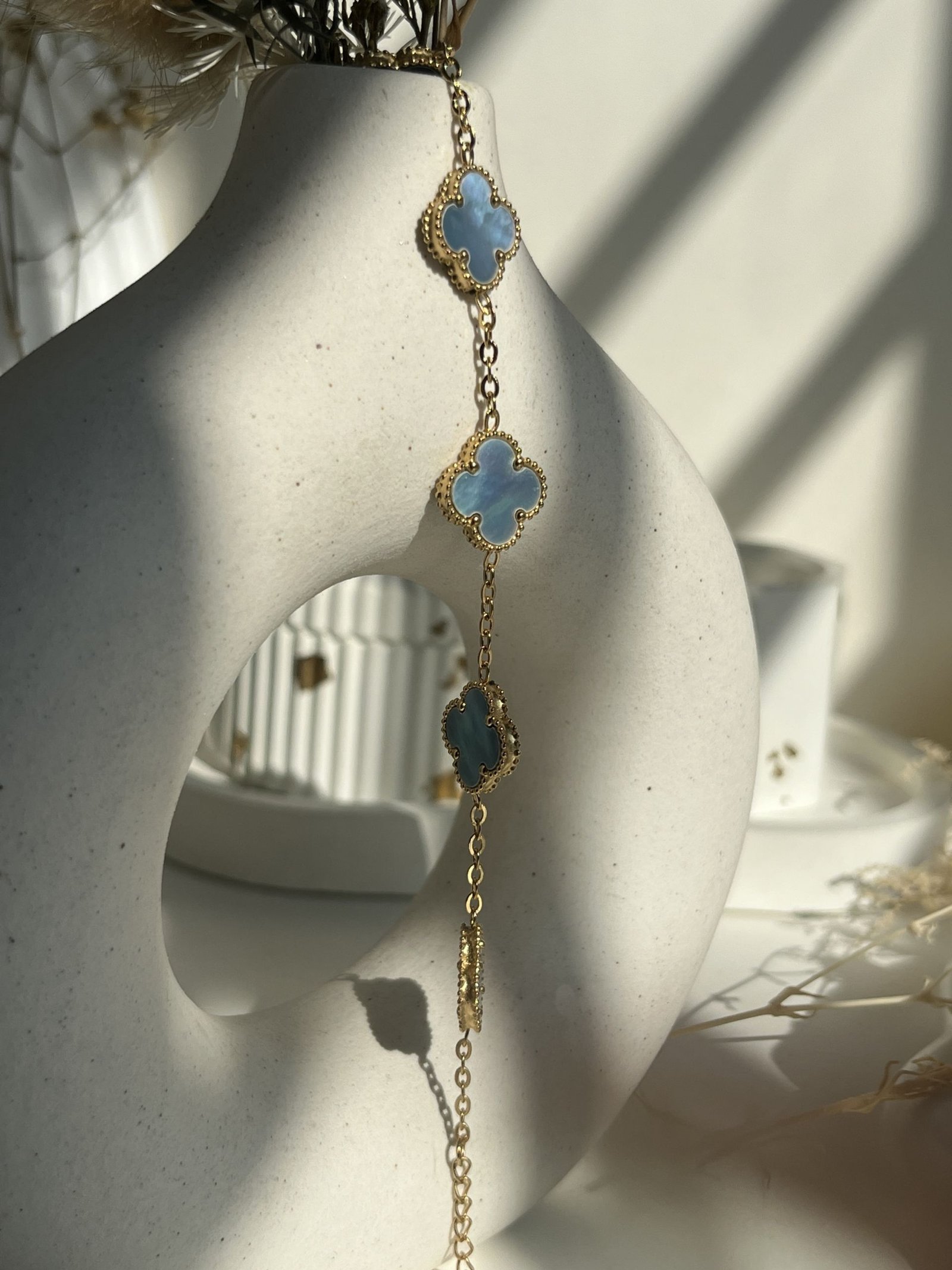 Celestia Pearl Clover Chain Bracelet