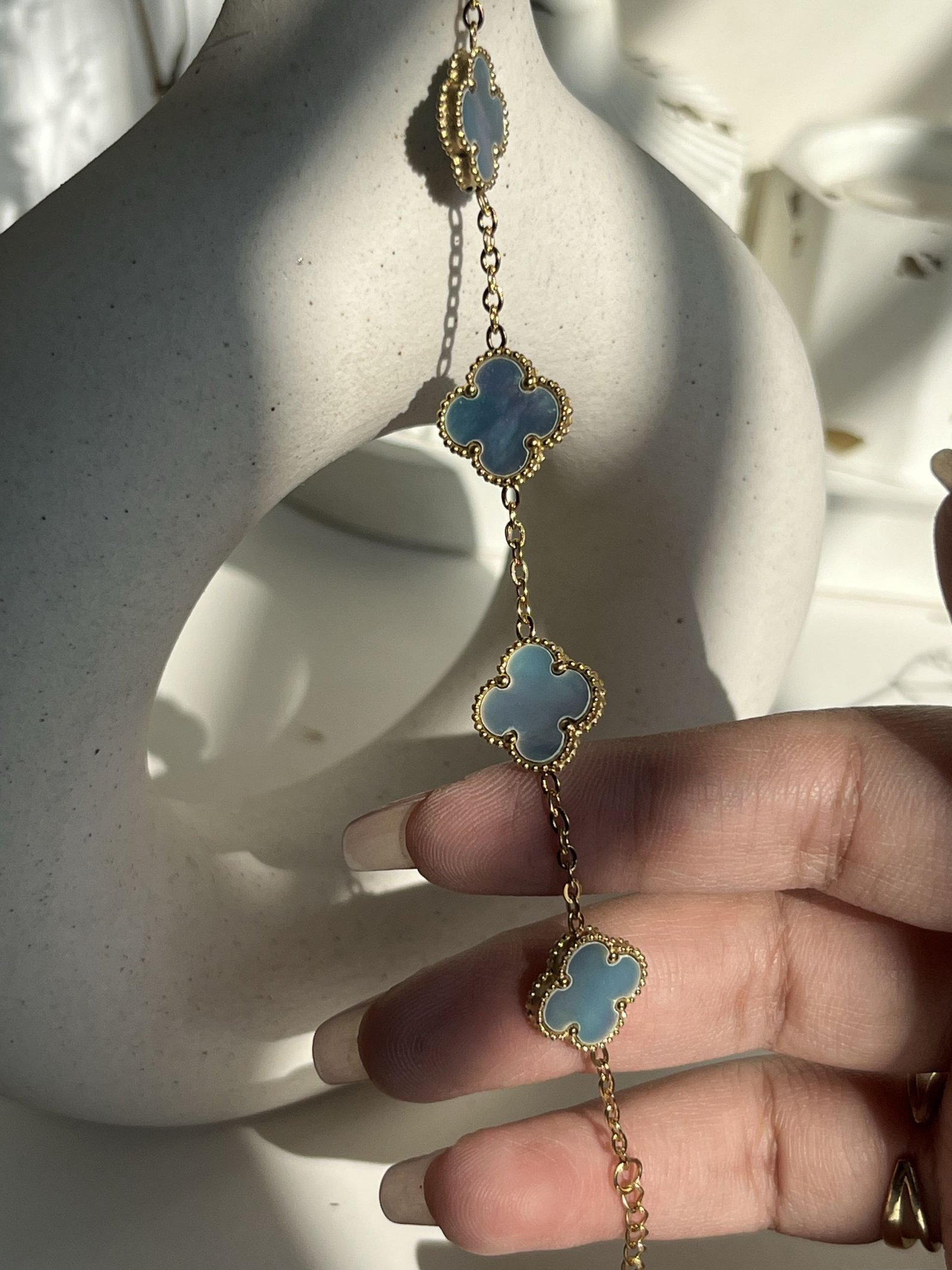 Celestia Pearl Clover Chain Bracelet