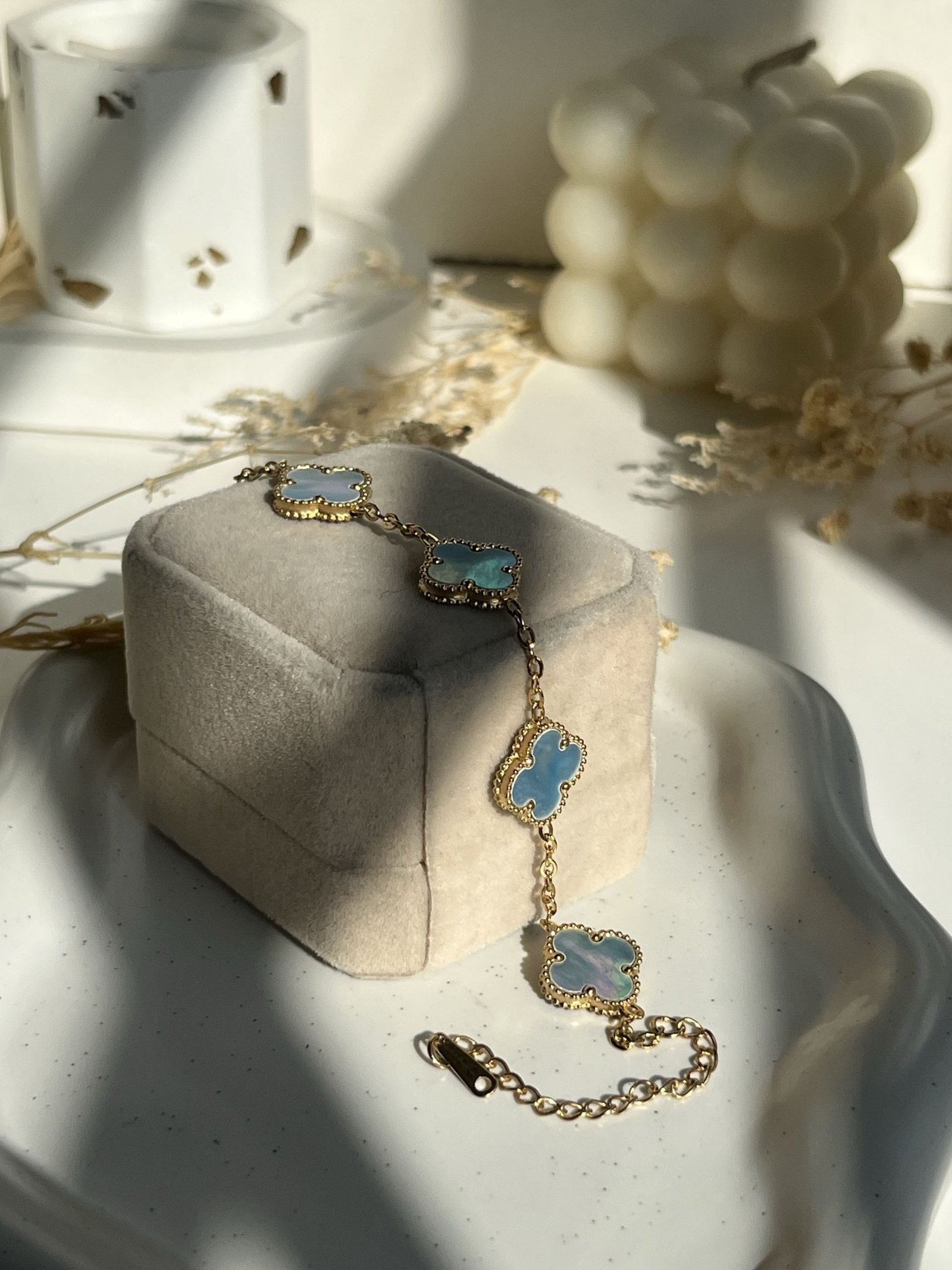 Celestia Pearl Clover Chain Bracelet