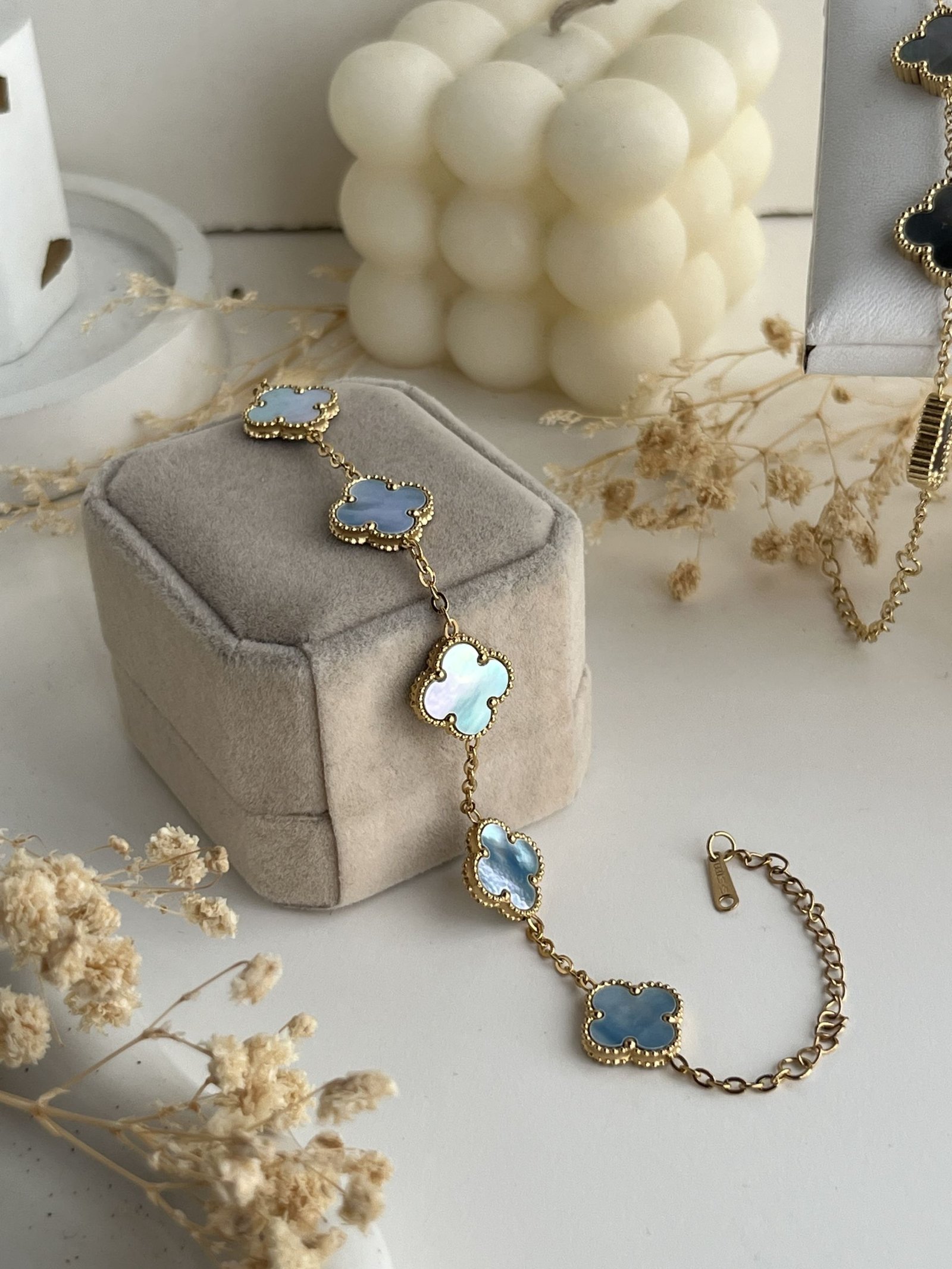 Celestia Pearl Clover Chain Bracelet