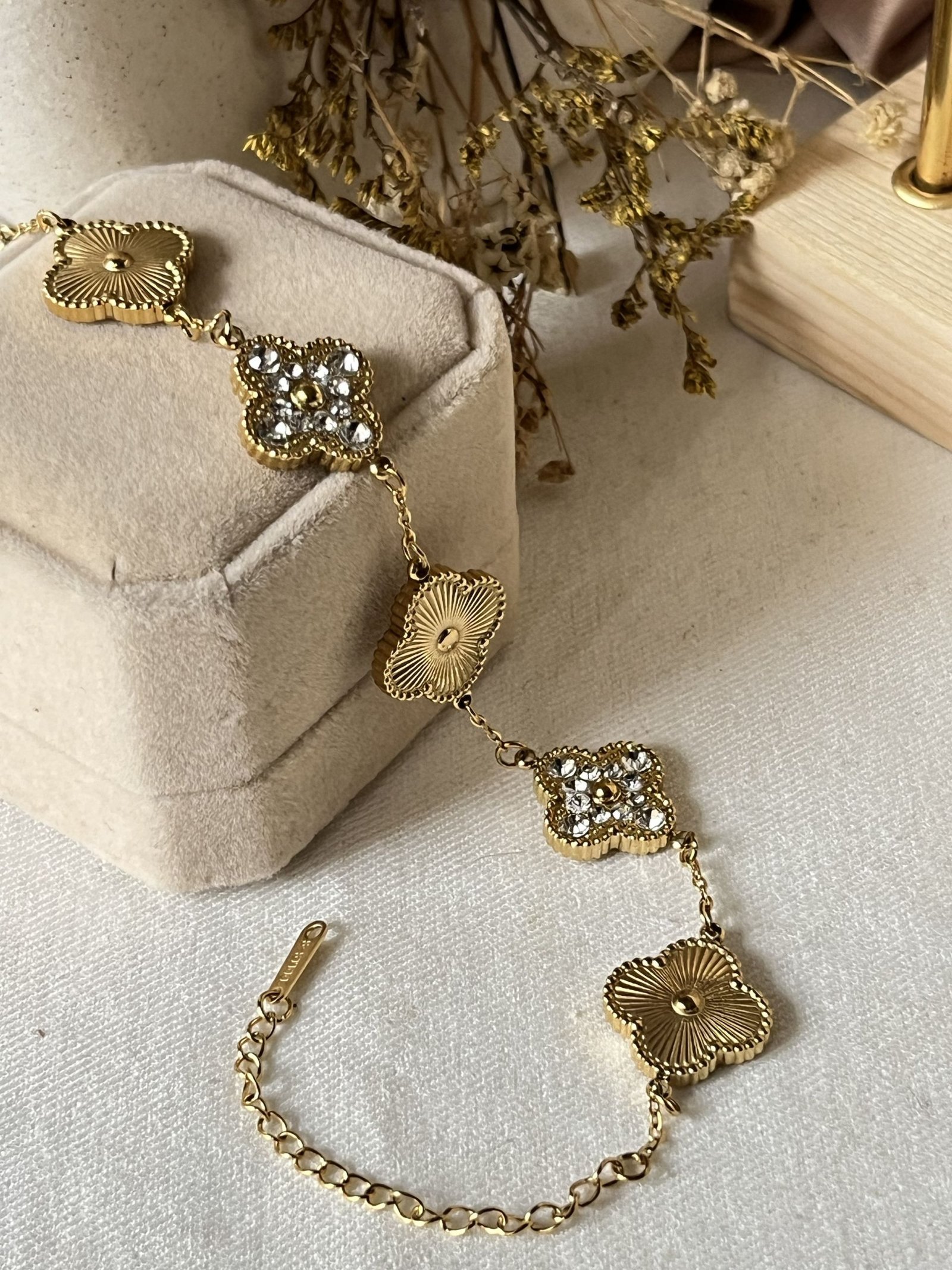 Celestia Crystal Clover Chain Bracelet