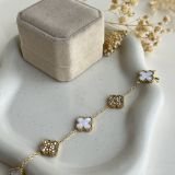 Crystal Clover Duo Charm Bracelet