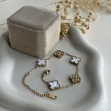 Crystal Clover Duo Charm Bracelet