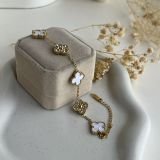 Crystal Clover Duo Charm Bracelet