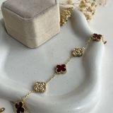 Crystal Clover Duo Charm Bracelet