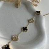 Crystal Clover Duo Charm Bracelet