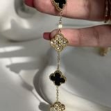 Crystal Clover Duo Charm Bracelet