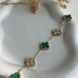 Crystal Clover Duo Charm Bracelet