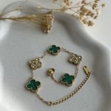 Crystal Clover Duo Charm Bracelet