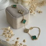 Crystal Clover Duo Charm Bracelet