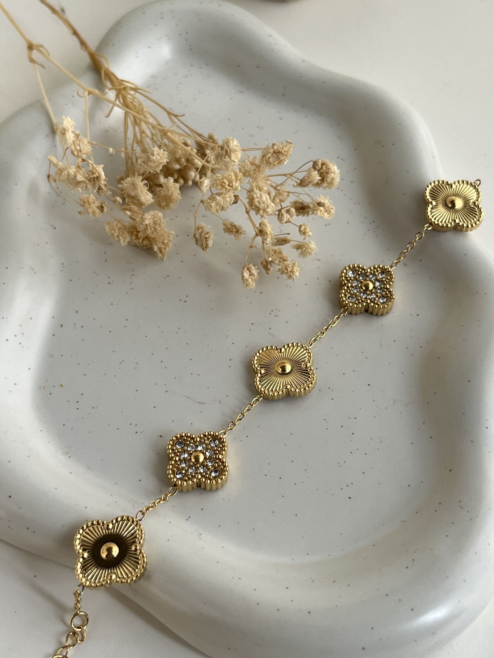 Celestia Crystal Clover Chain Bracelet