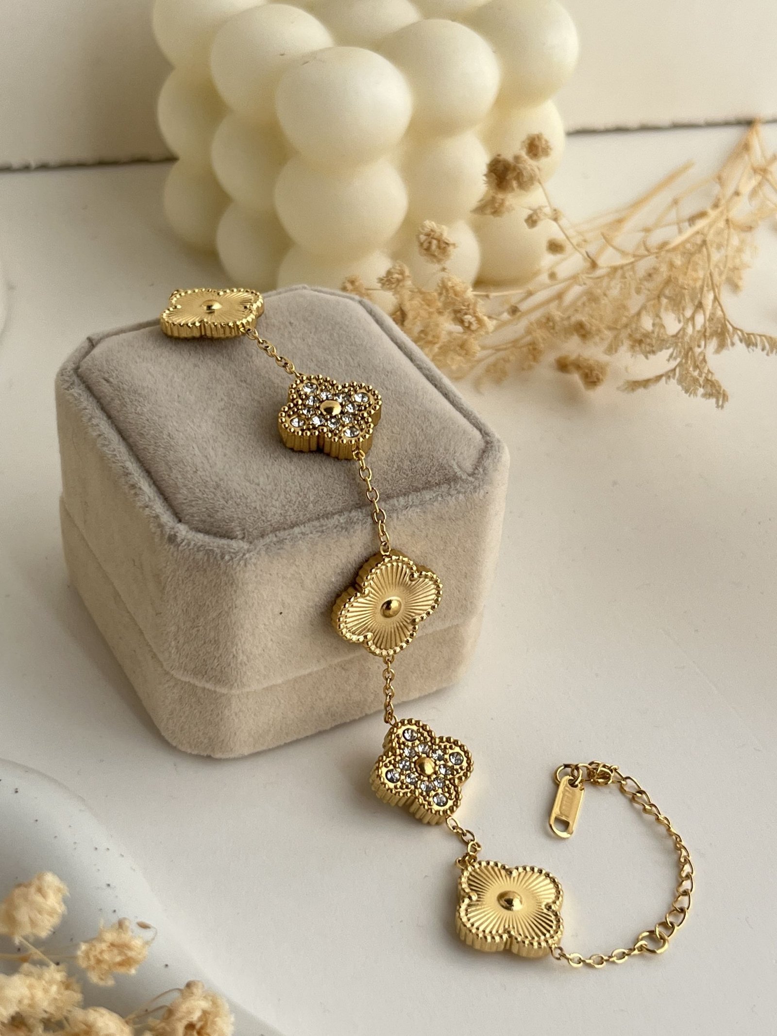 Celestia Crystal Clover Chain Bracelet