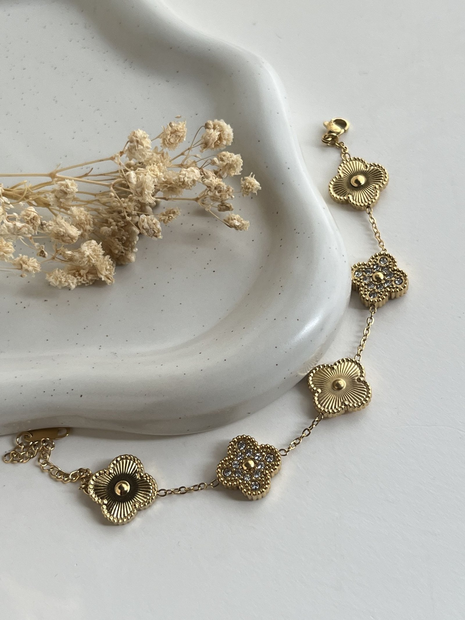 Celestia Crystal Clover Chain Bracelet