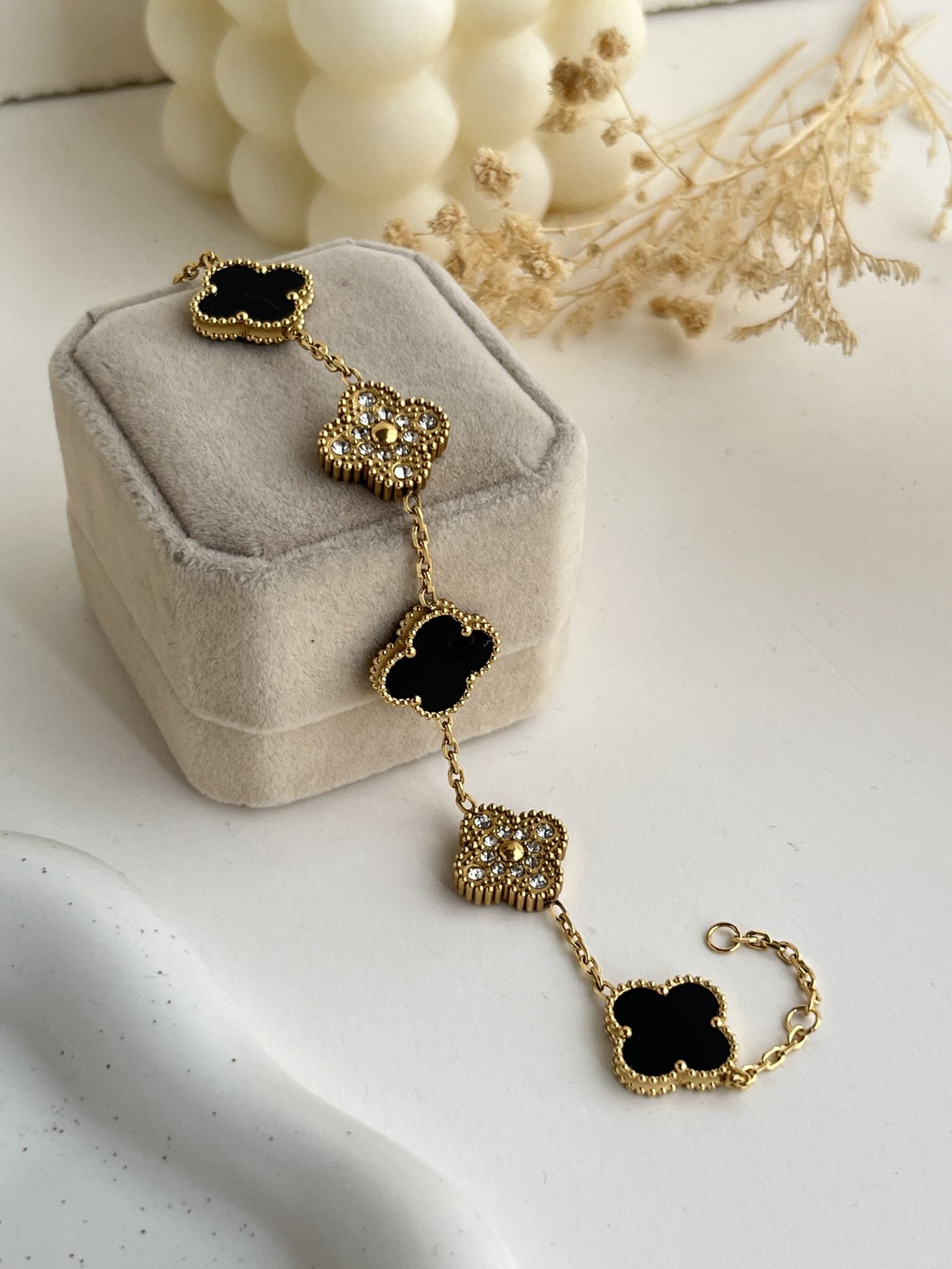 Aurielle Crystal Clover Chain Bracelet