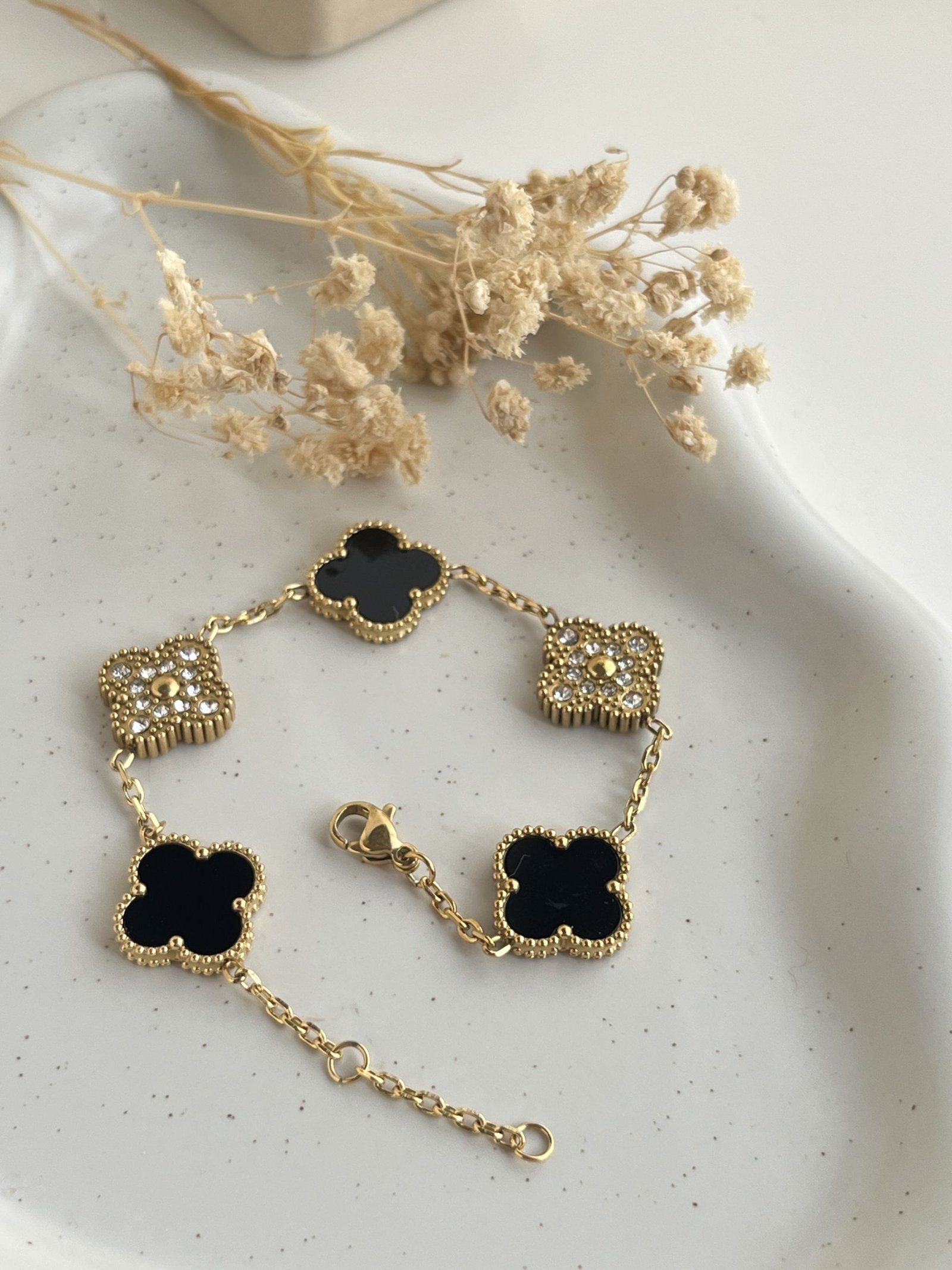 Aurielle Crystal Clover Chain Bracelet