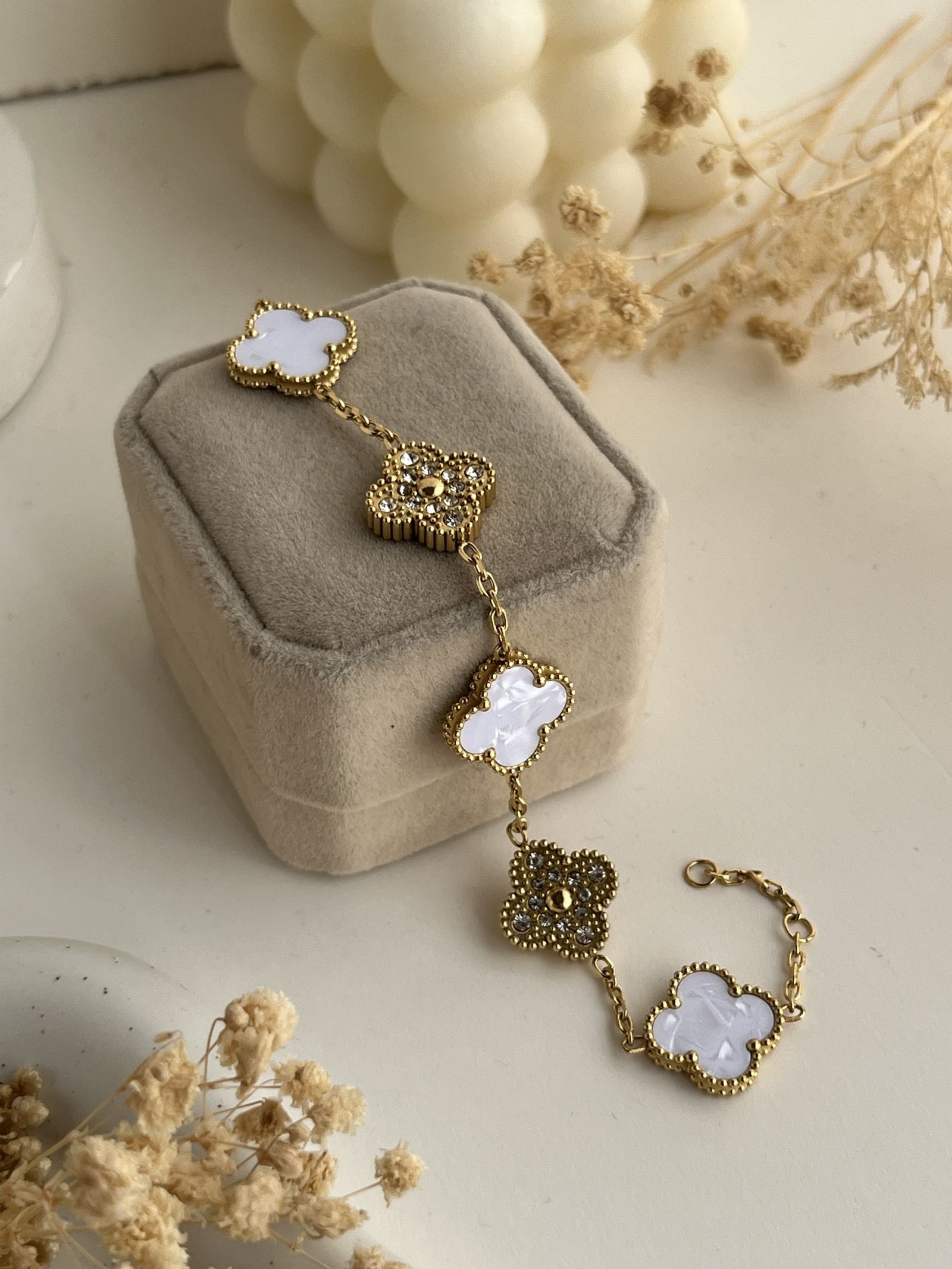 Aurielle Crystal Clover Chain Bracelet