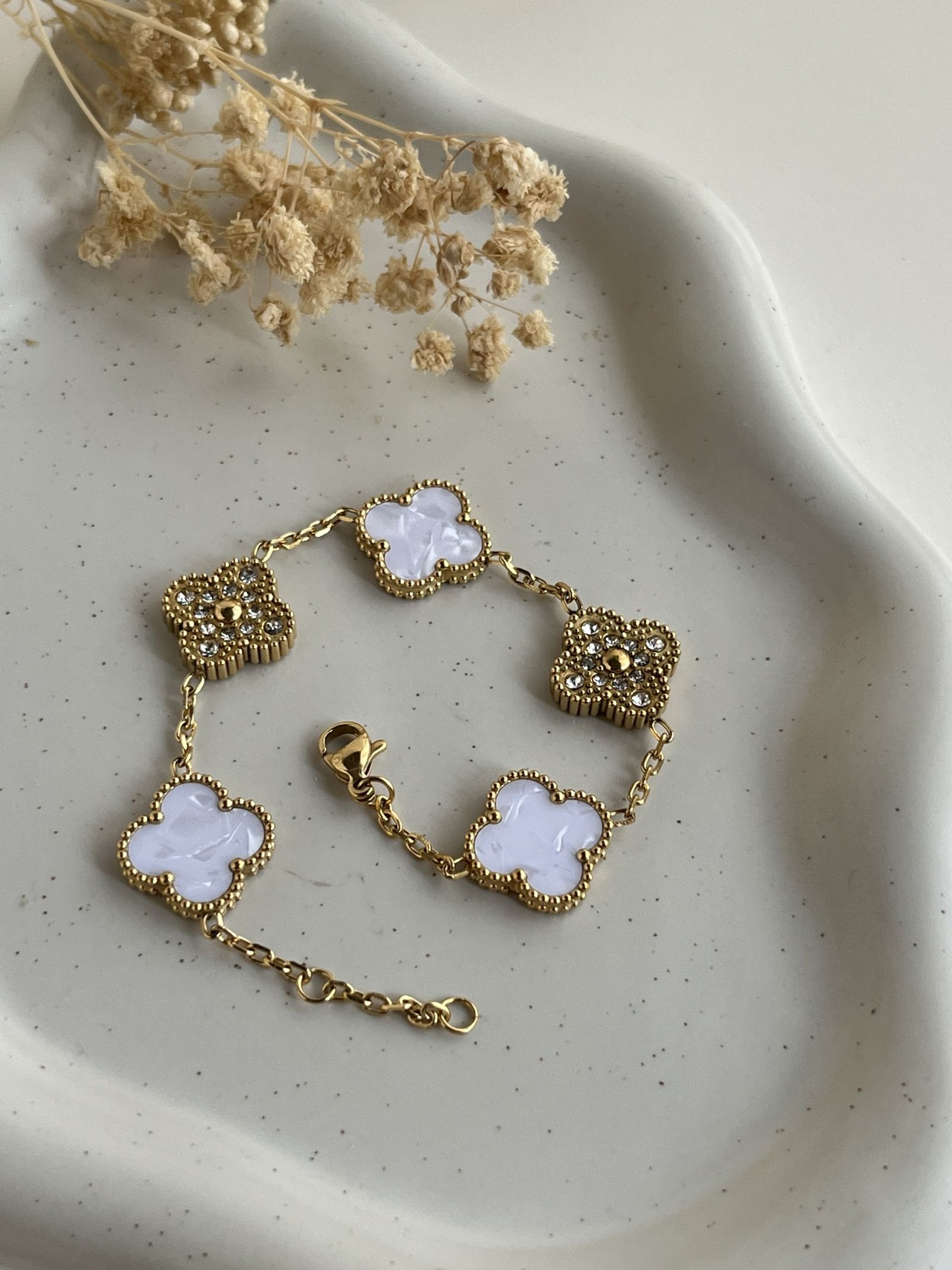 Aurielle Crystal Clover Chain Bracelet