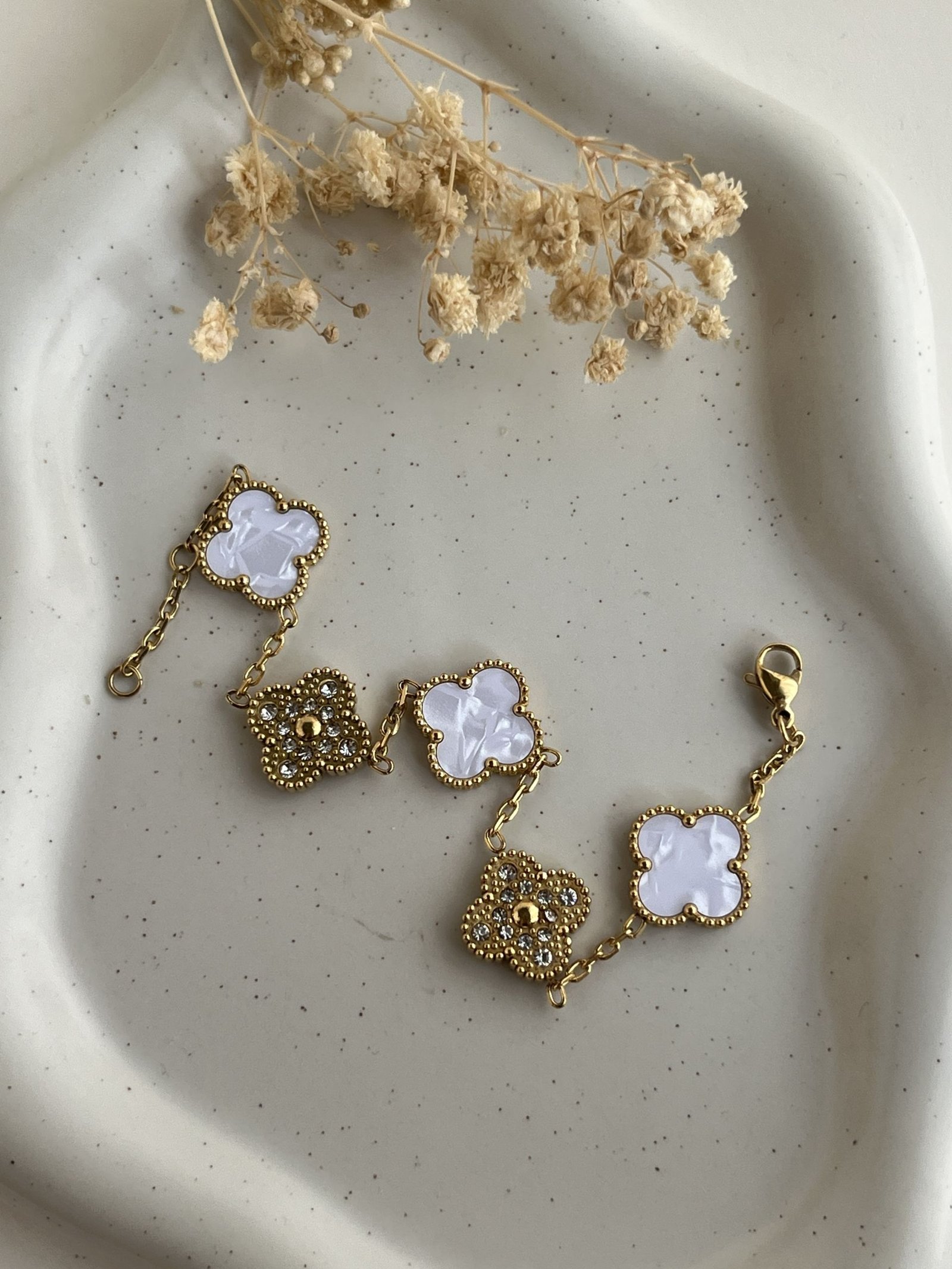 Aurielle Crystal Clover Chain Bracelet