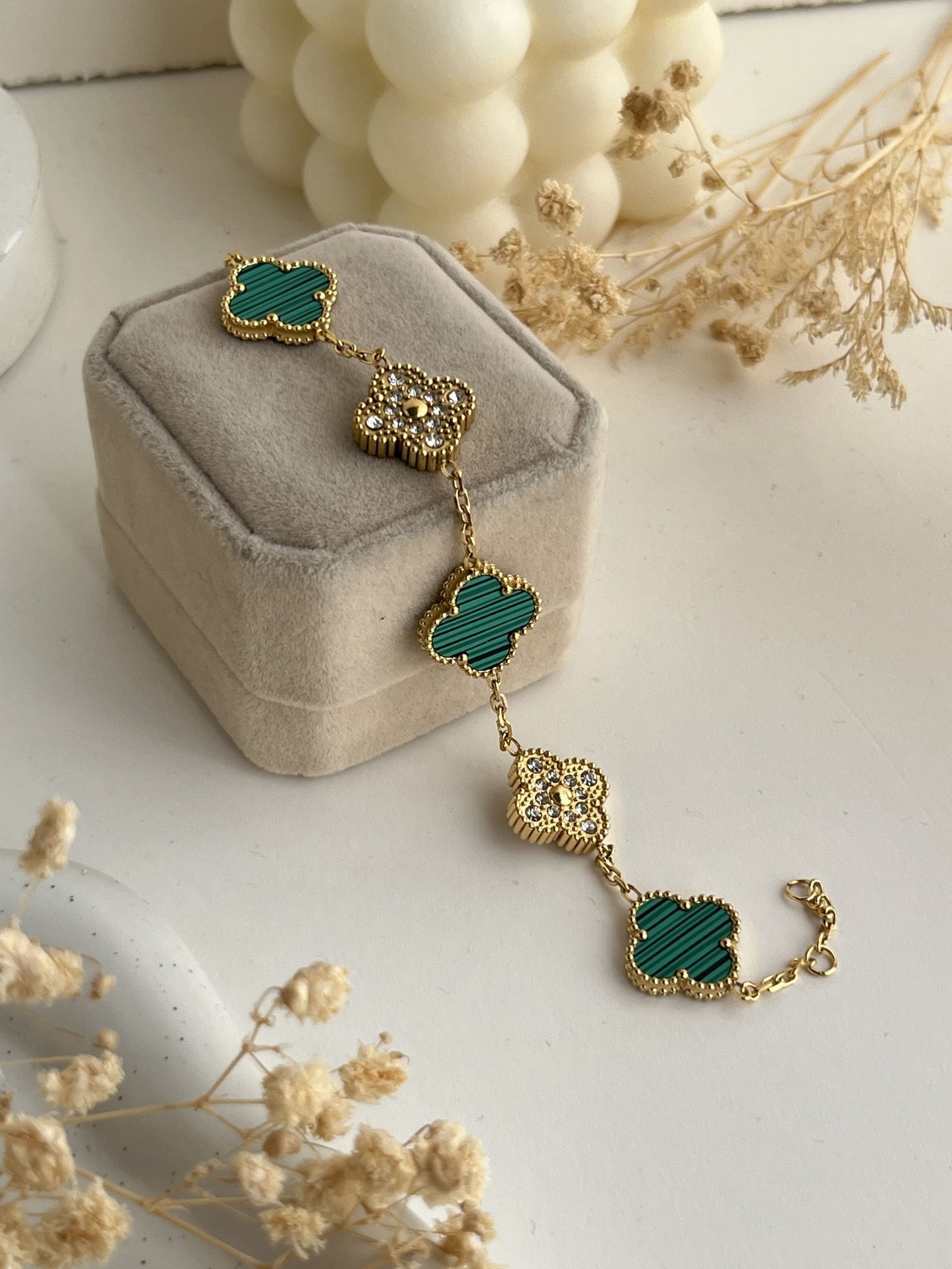 Aurielle Crystal Clover Chain Bracelet