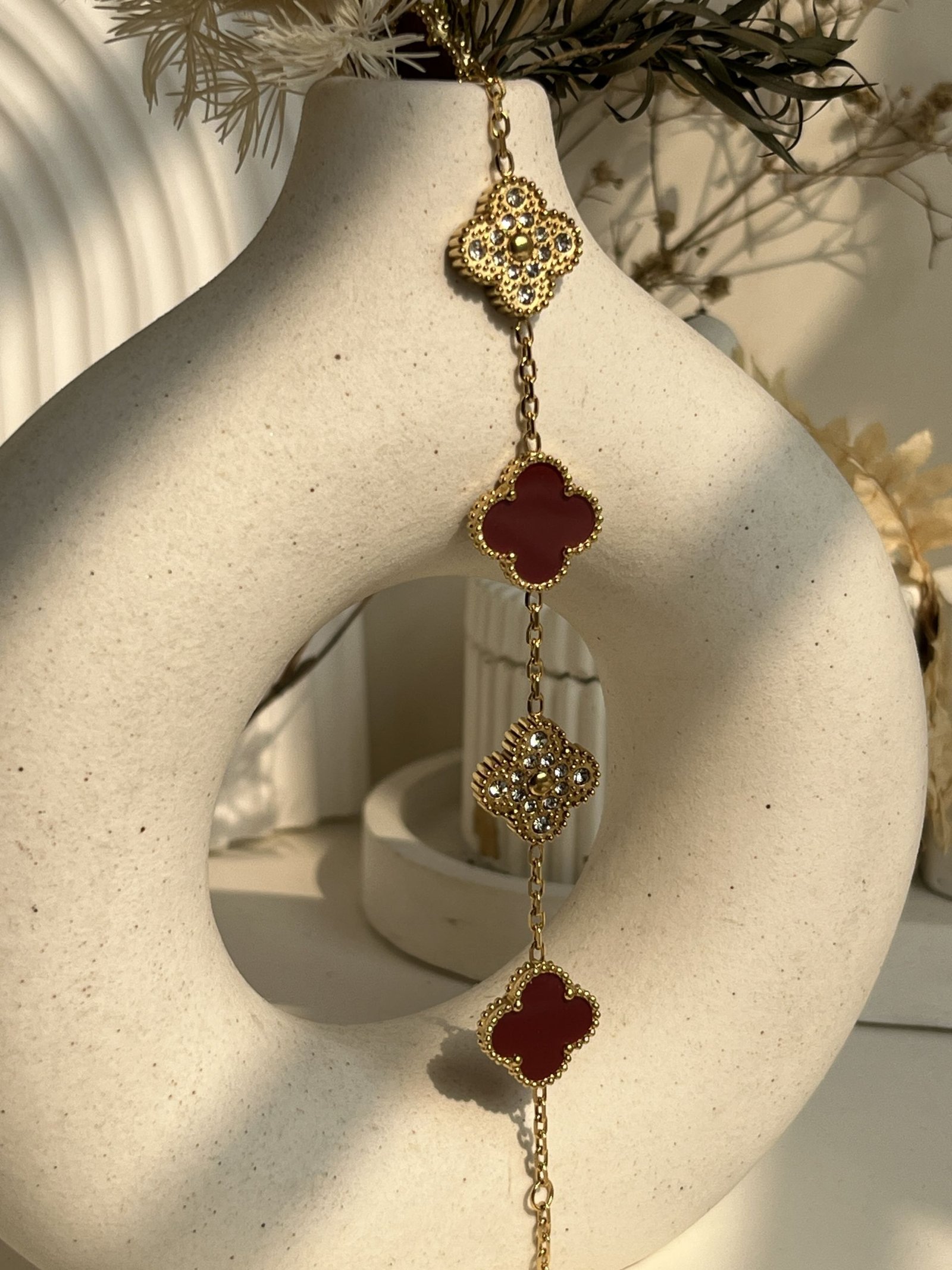 Aurielle Crystal Clover Chain Bracelet