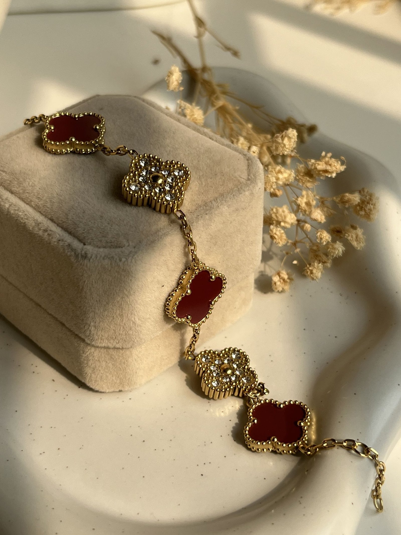 Aurielle Crystal Clover Chain Bracelet