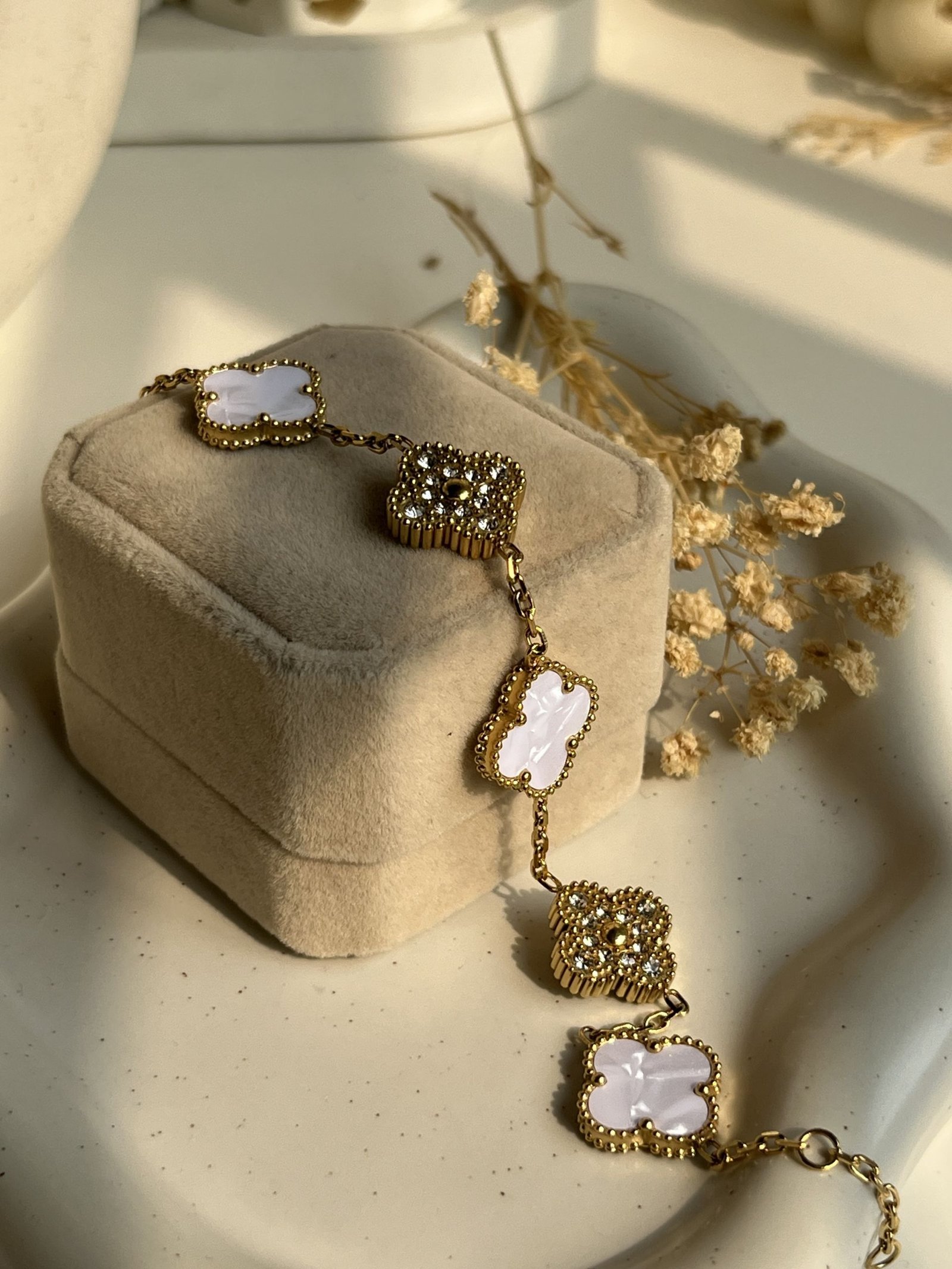 Aurielle Crystal Clover Chain Bracelet