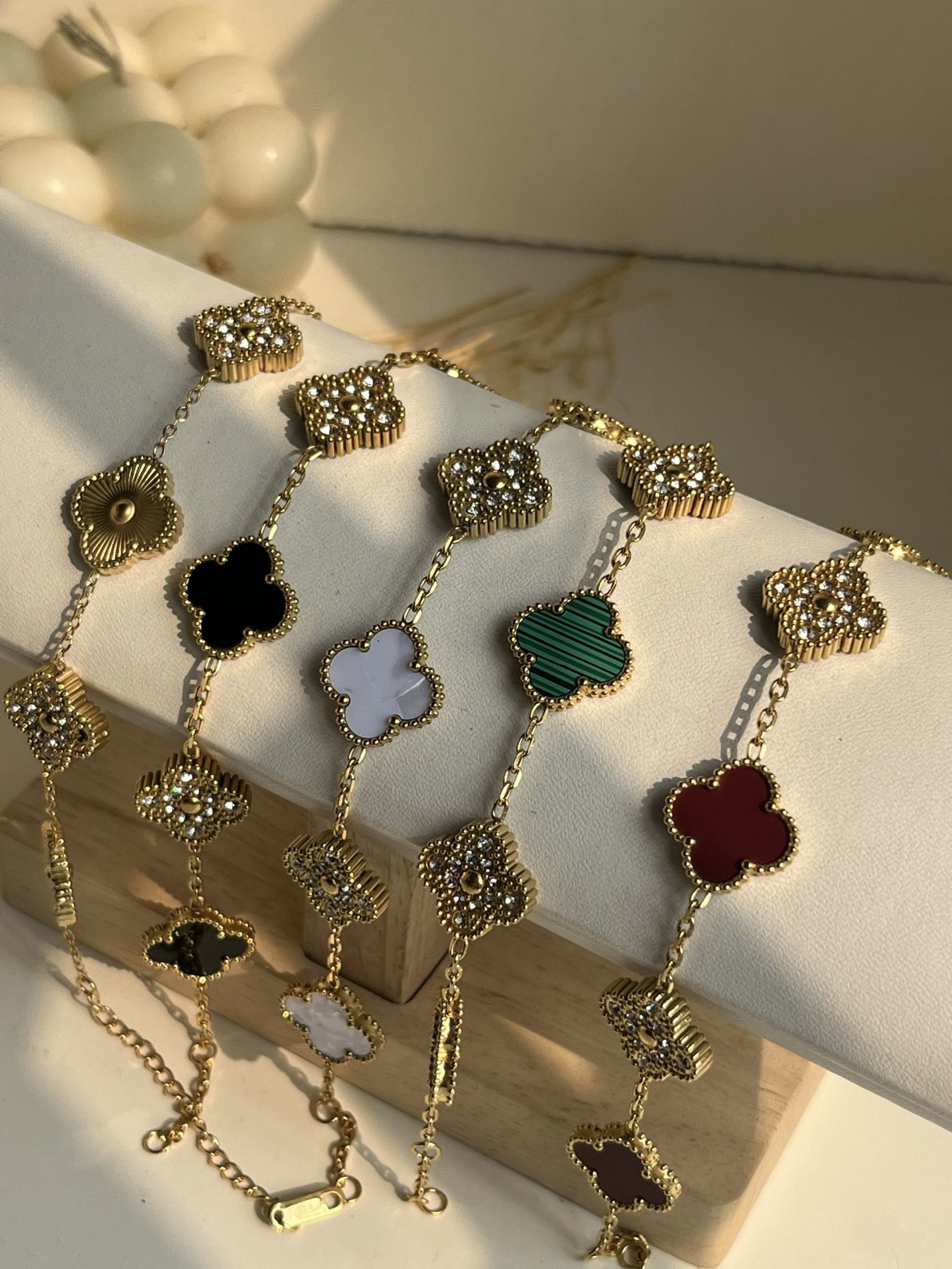 Aurielle Crystal Clover Chain Bracelet