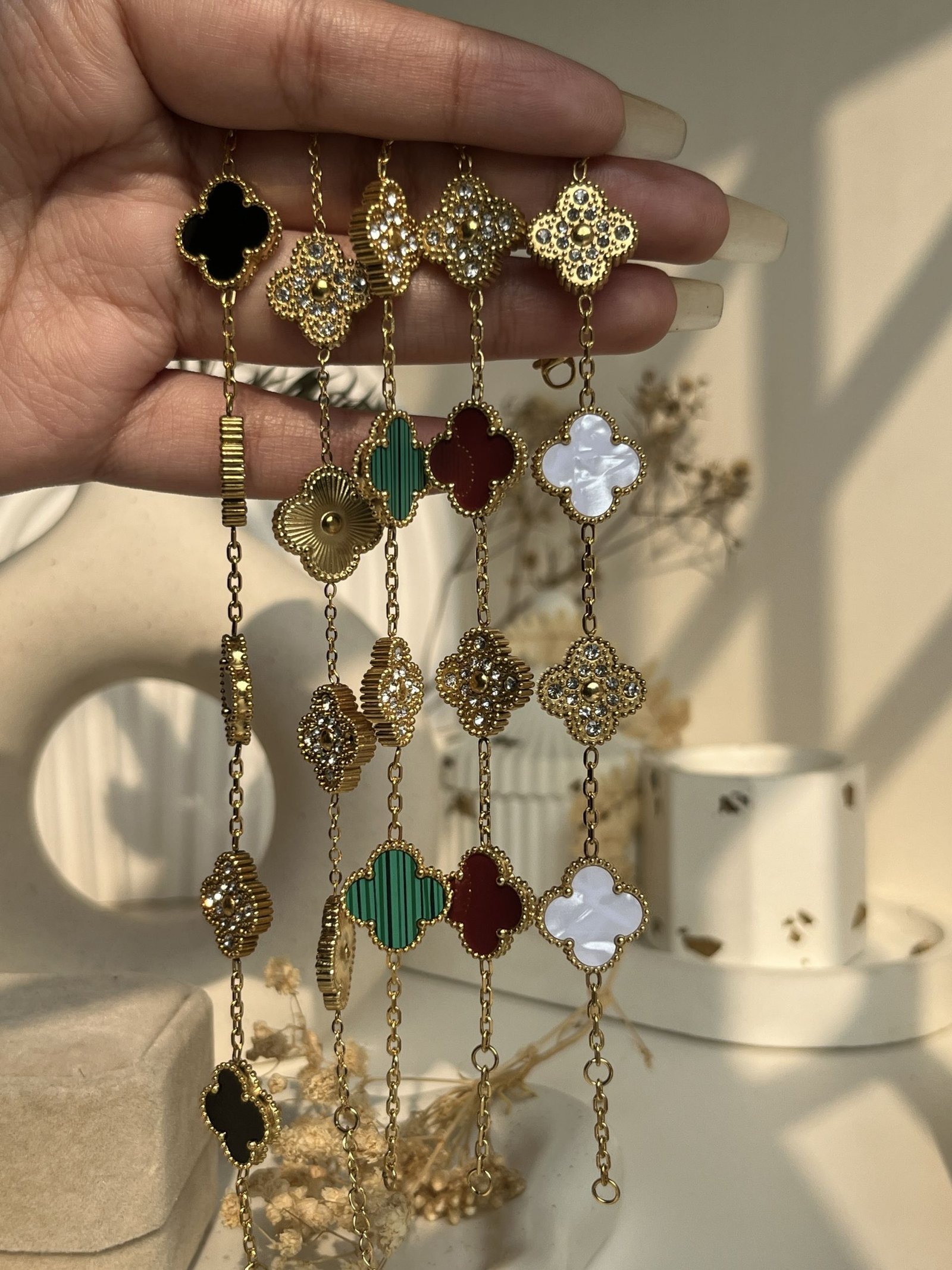 Aurielle Crystal Clover Chain Bracelet