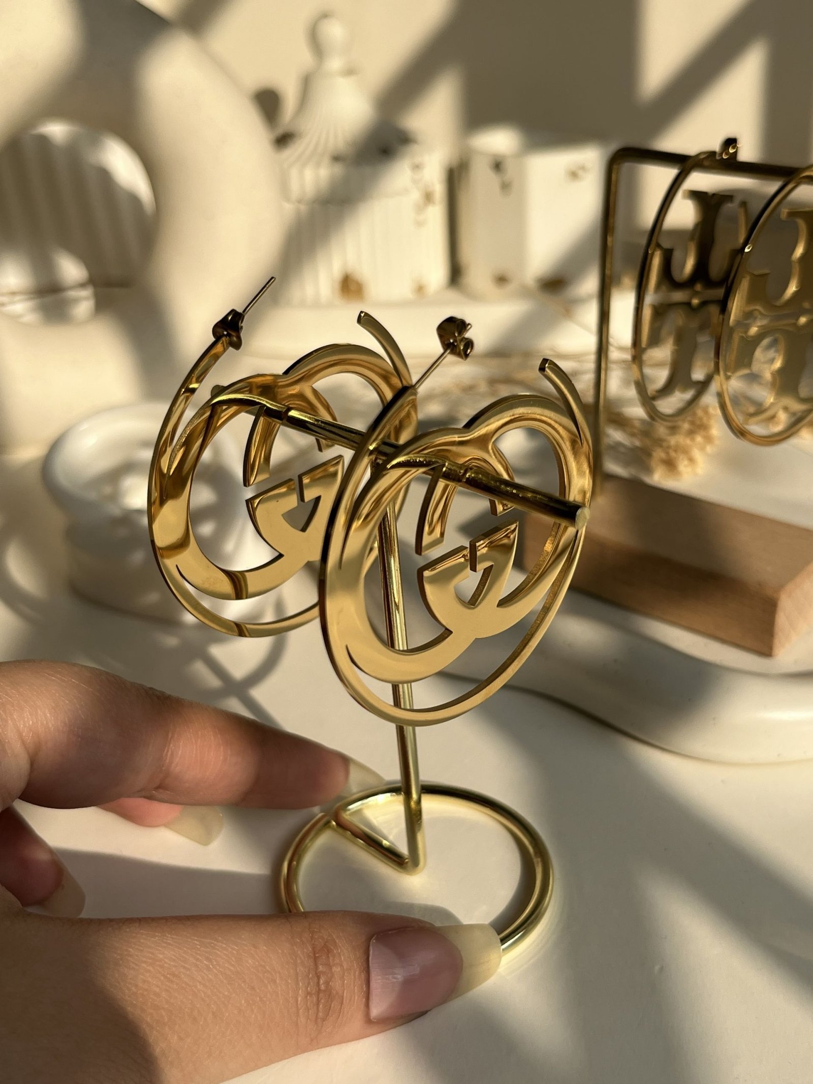 Bellora Double Emblem Hoop Earrings