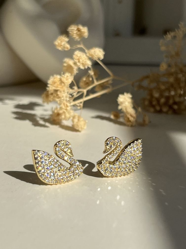 Aurelia Swan Crystal Stud Earrings