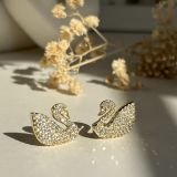 Aurelia Swan Crystal Stud Earrings