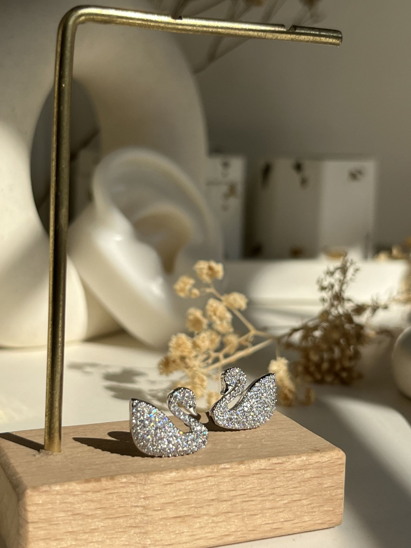 Aurelia Swan Crystal Stud Earrings