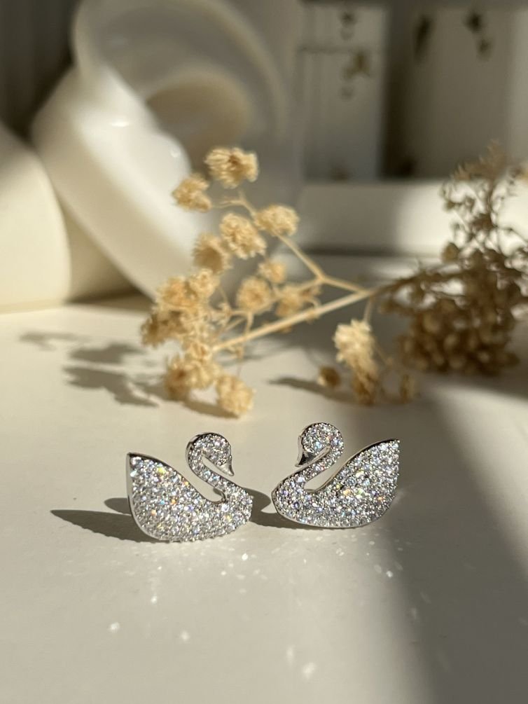 Aurelia Swan Crystal Stud Earrings