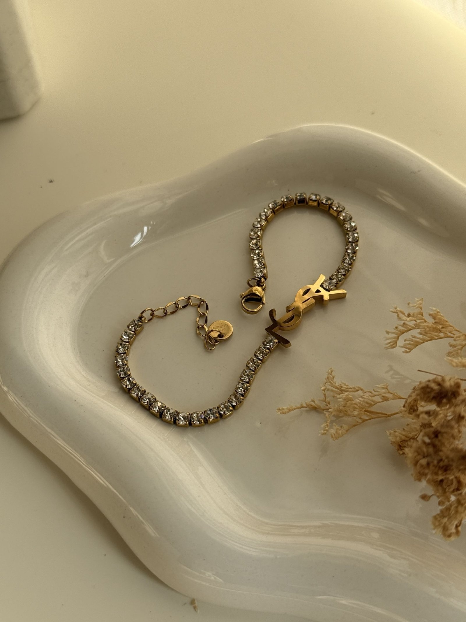 Luxe Initial Crystal Chain Bracelet