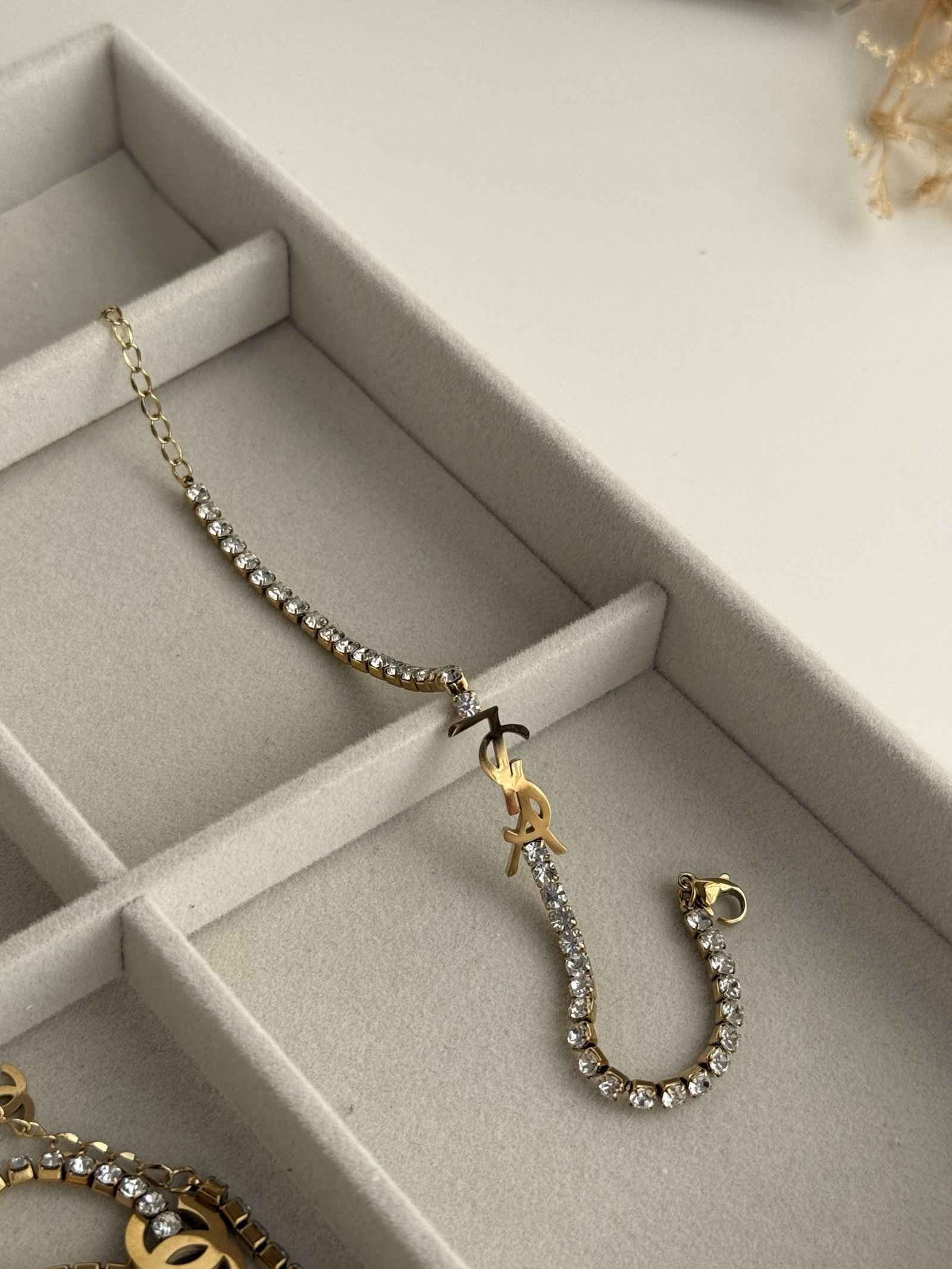 Luxe Initial Crystal Chain Bracelet