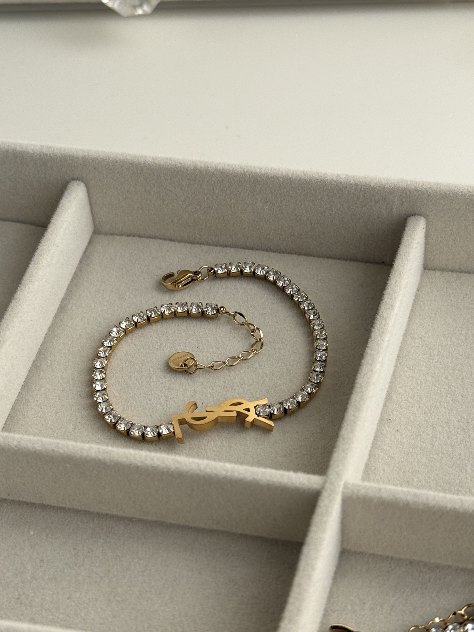 Luxe Initial Crystal Chain Bracelet