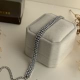 Silver Triple Row Crystal Tennis Bracelet