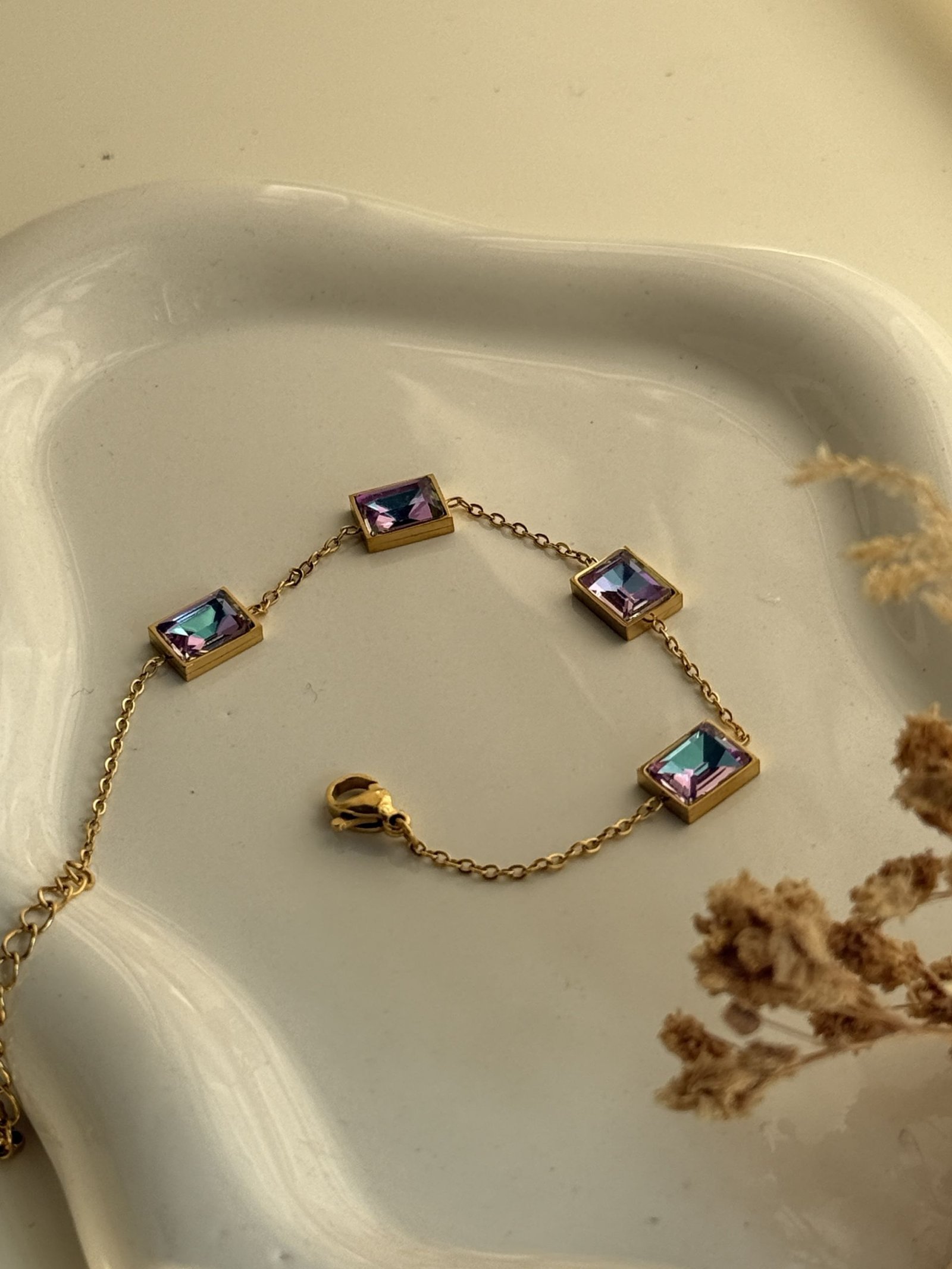 Multi-Color Crystal Chain Bracelet