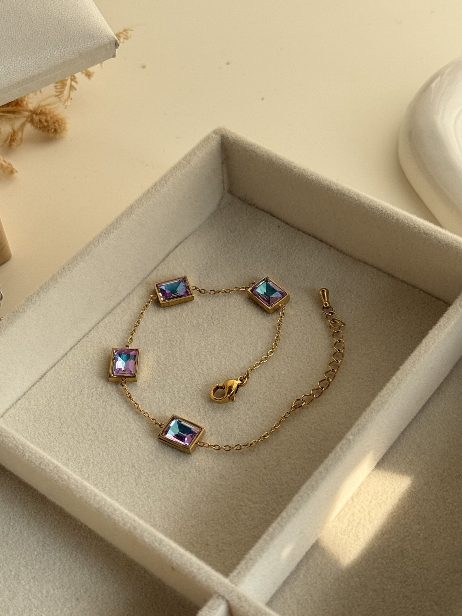 Multi-Color Crystal Chain Bracelet