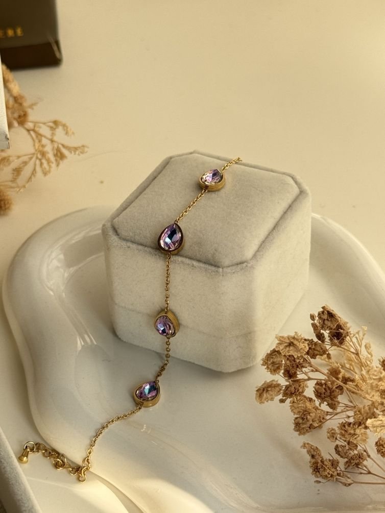 Amethyst Bezel Chain Bracelet