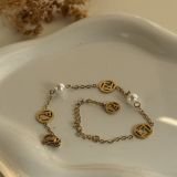 Aurelia Pearl Medallion Chain Bracelet