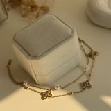 Lunara Pearl Clover Chain Bracelet