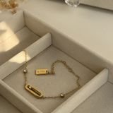 Minimal Bar Crystal Chain Bracelet