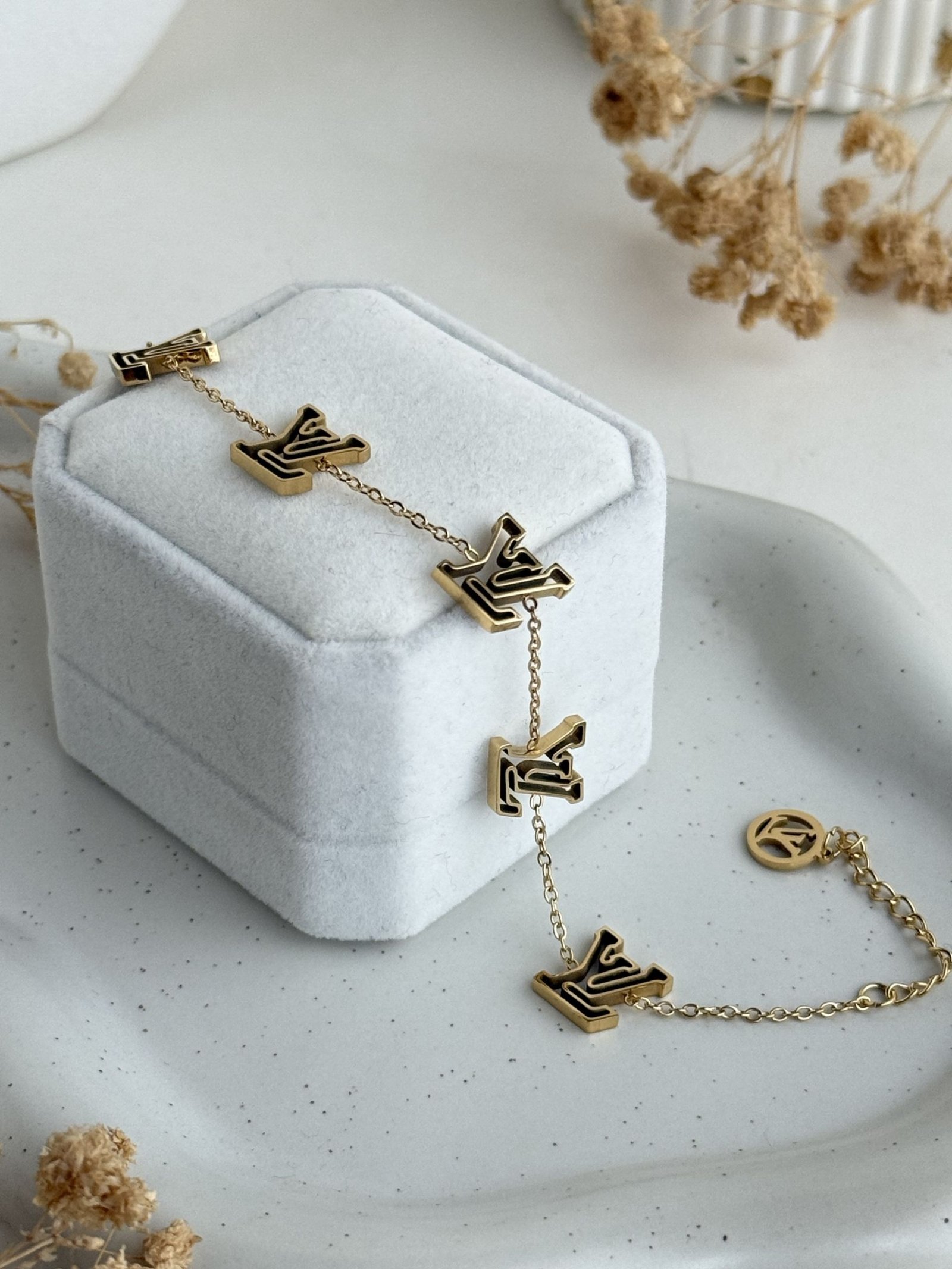 con Letter Charm Bracelet