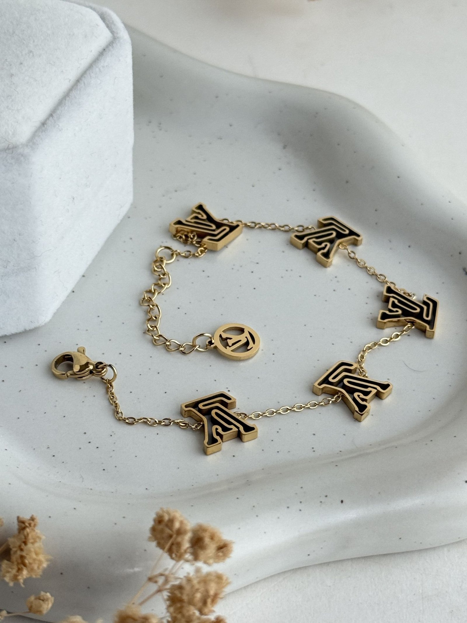 con Letter Charm Bracelet