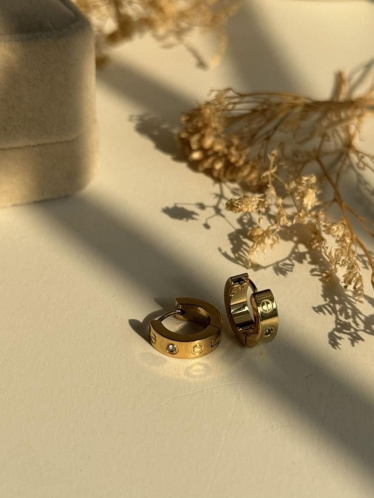 Amora Screw Pavé Hoop Earrings