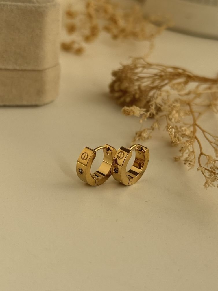 Amora Screw Pavé Hoop Earrings